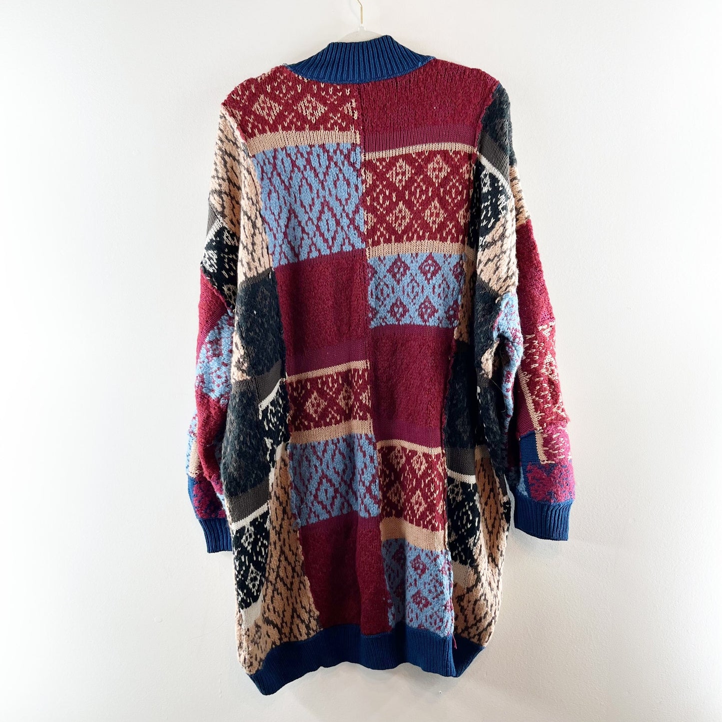 Free People Patched Argyle Long Sleeve Patchwork Mini Dress Ivy League M / L