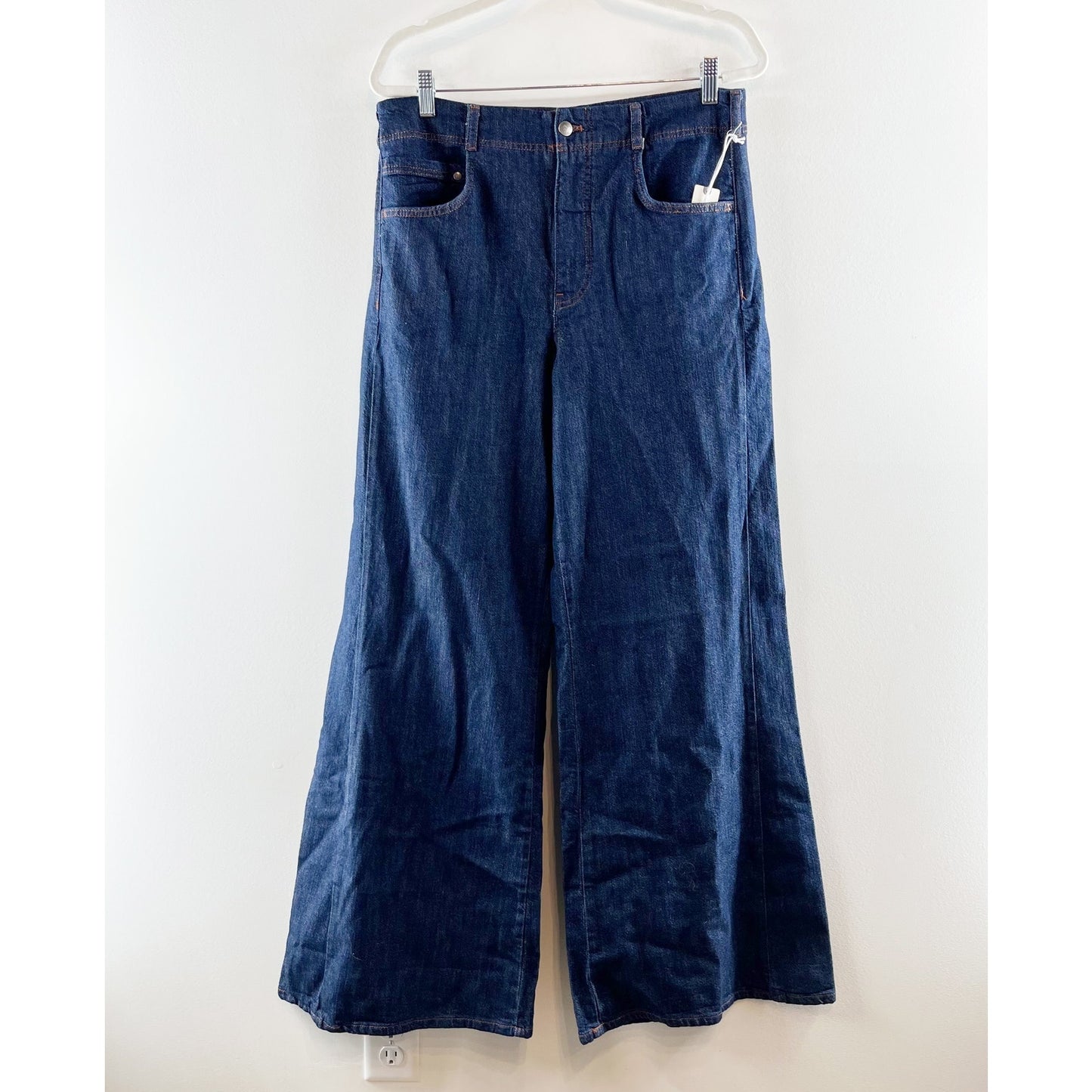 Pilcro Anthropologie Adi Mid Rise Wide Leg Flare Jeans Dark Wash Blue 29 Tall