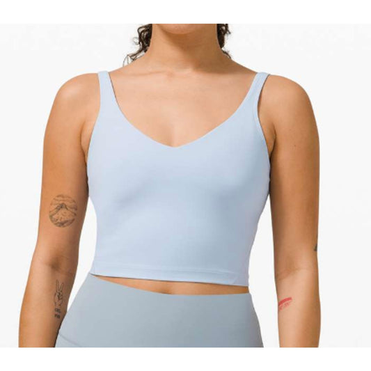 Lululemon Align Cropped Built In Bra Tank Top Blue Linen 8