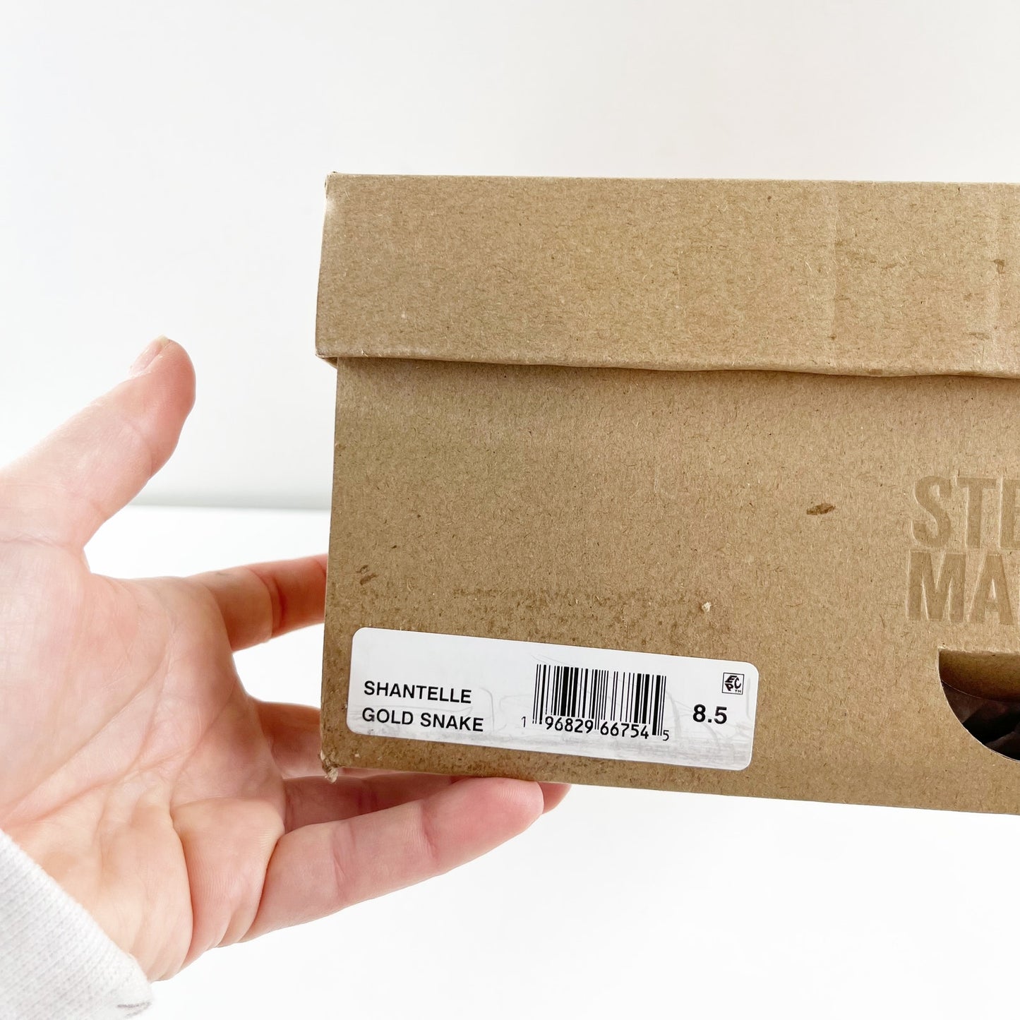 Steve Madden Shantelle Ankle Wrap Strappy Square Toe Sandals Gold Snake 8.5