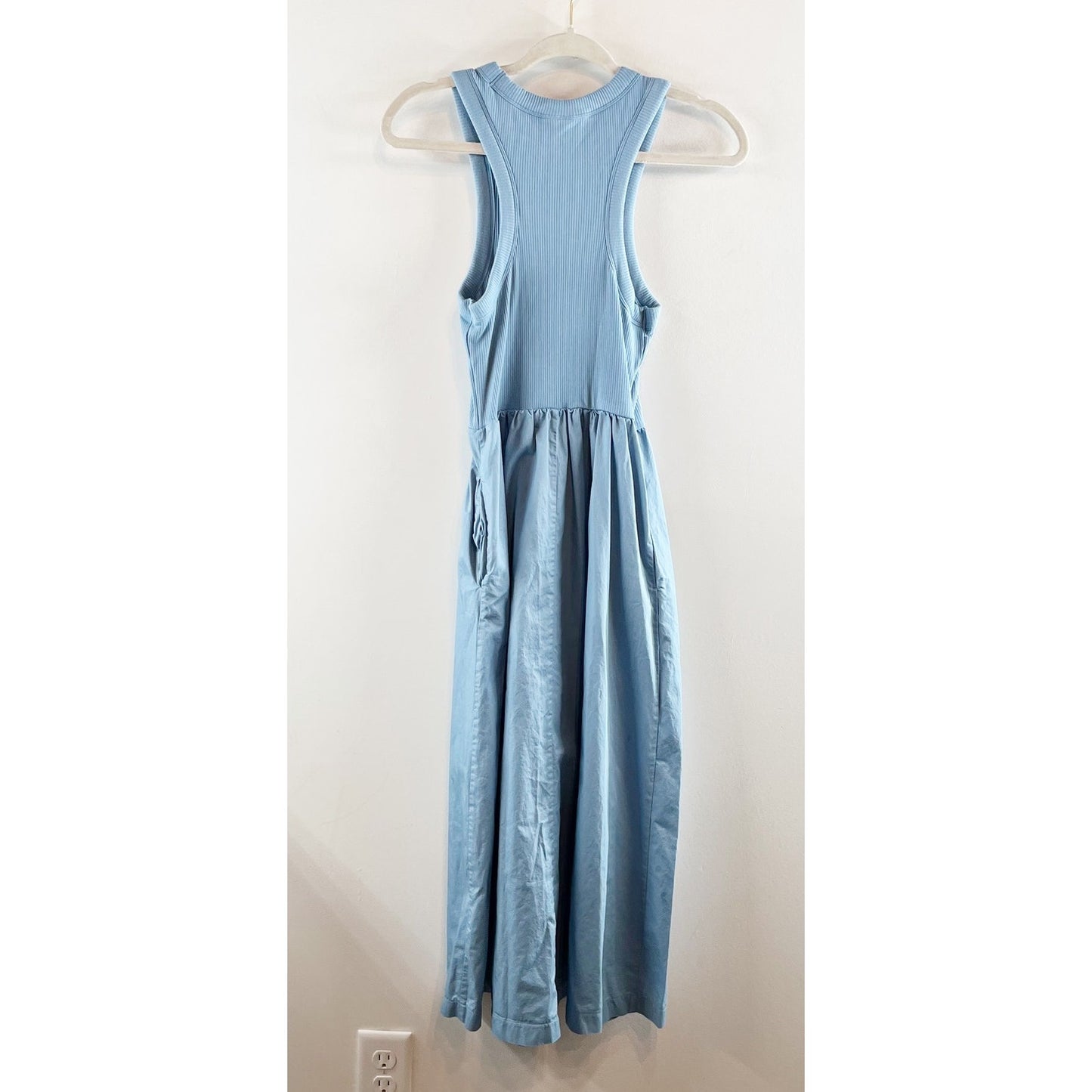Old Navy Fit & Flare Combination High Neck Midi Dress Blue Fluorite Medium