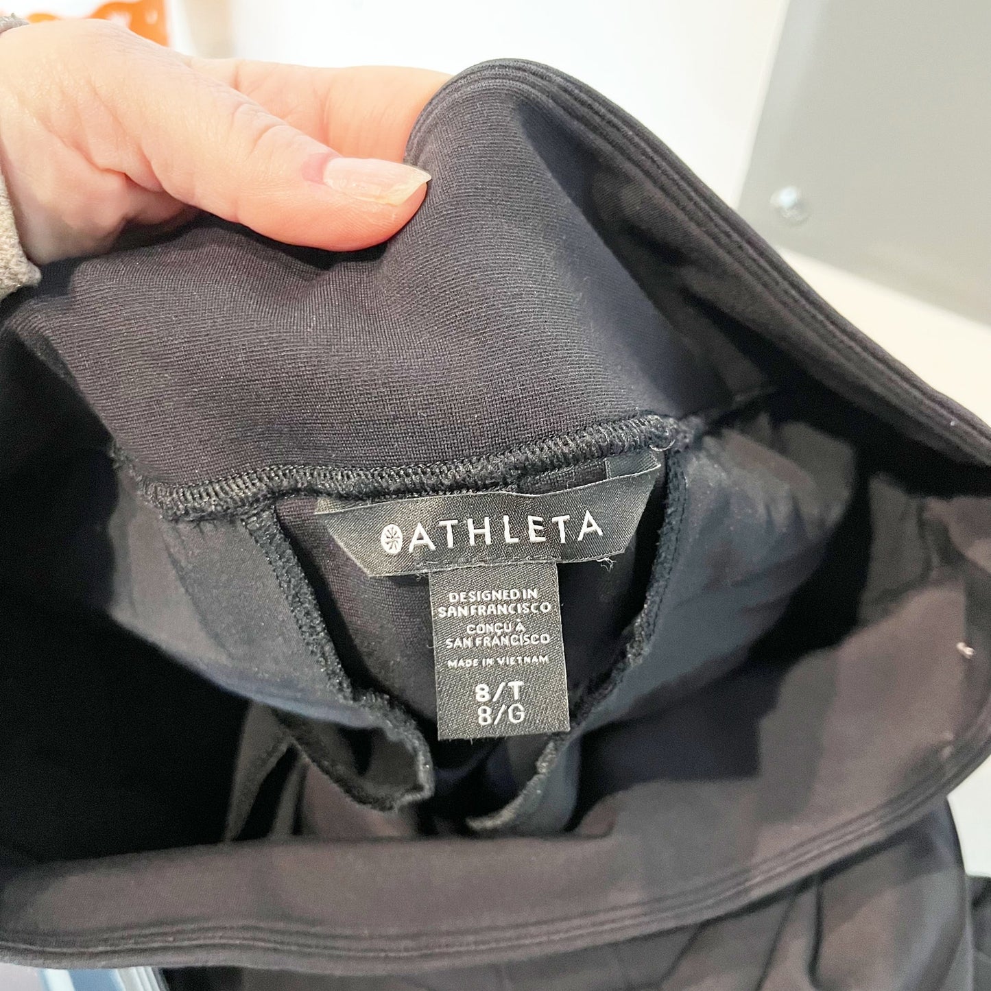 Athleta Eastbound Straight Leg High Rise Trouser Pants Black 8 Tall