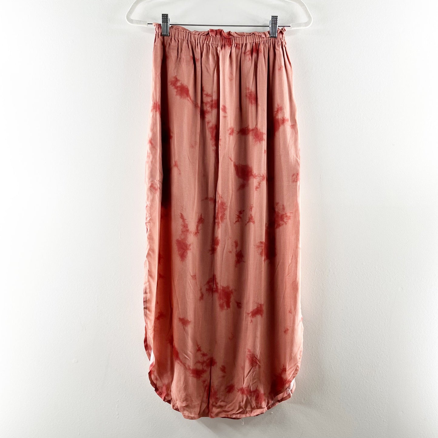 BB Dakota Slit Tie Dye Boho Midi Slip Skirt Pink Small