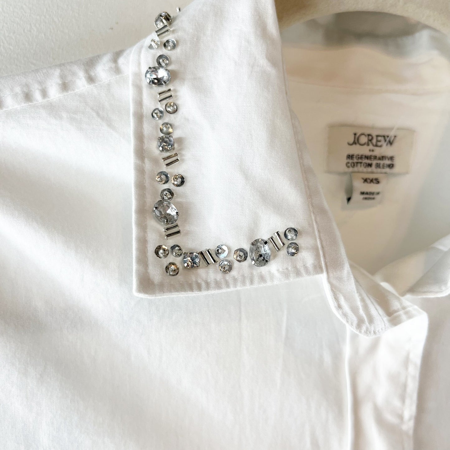 J. Crew Embellished Button Up Long Sleeve Shirt White XXS