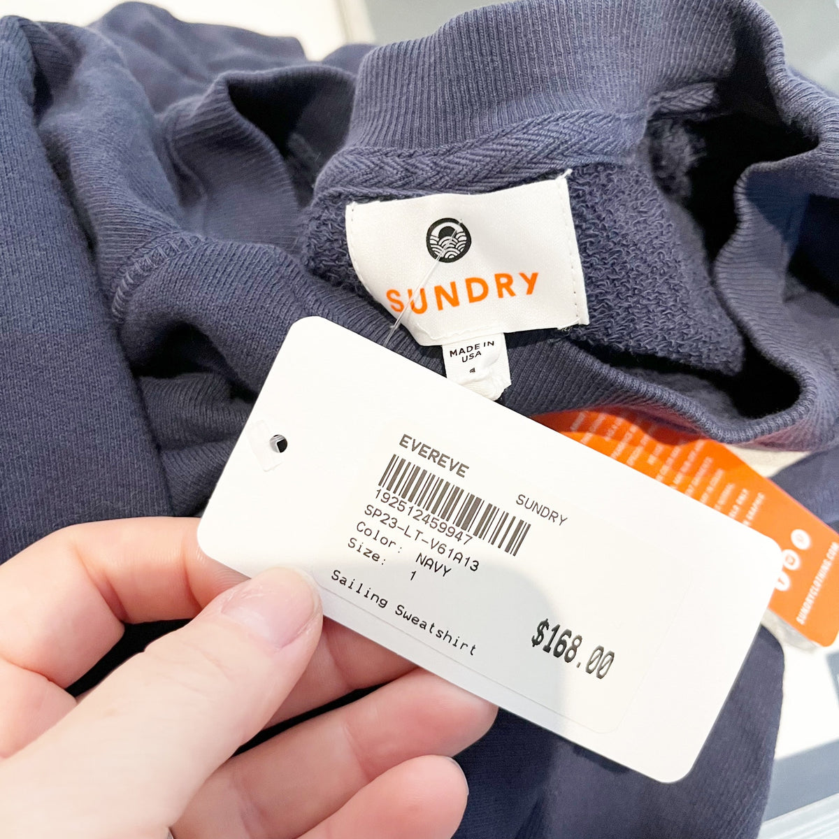 Sundry Navy Blue Sailing Crewneck Sweatshirt Small