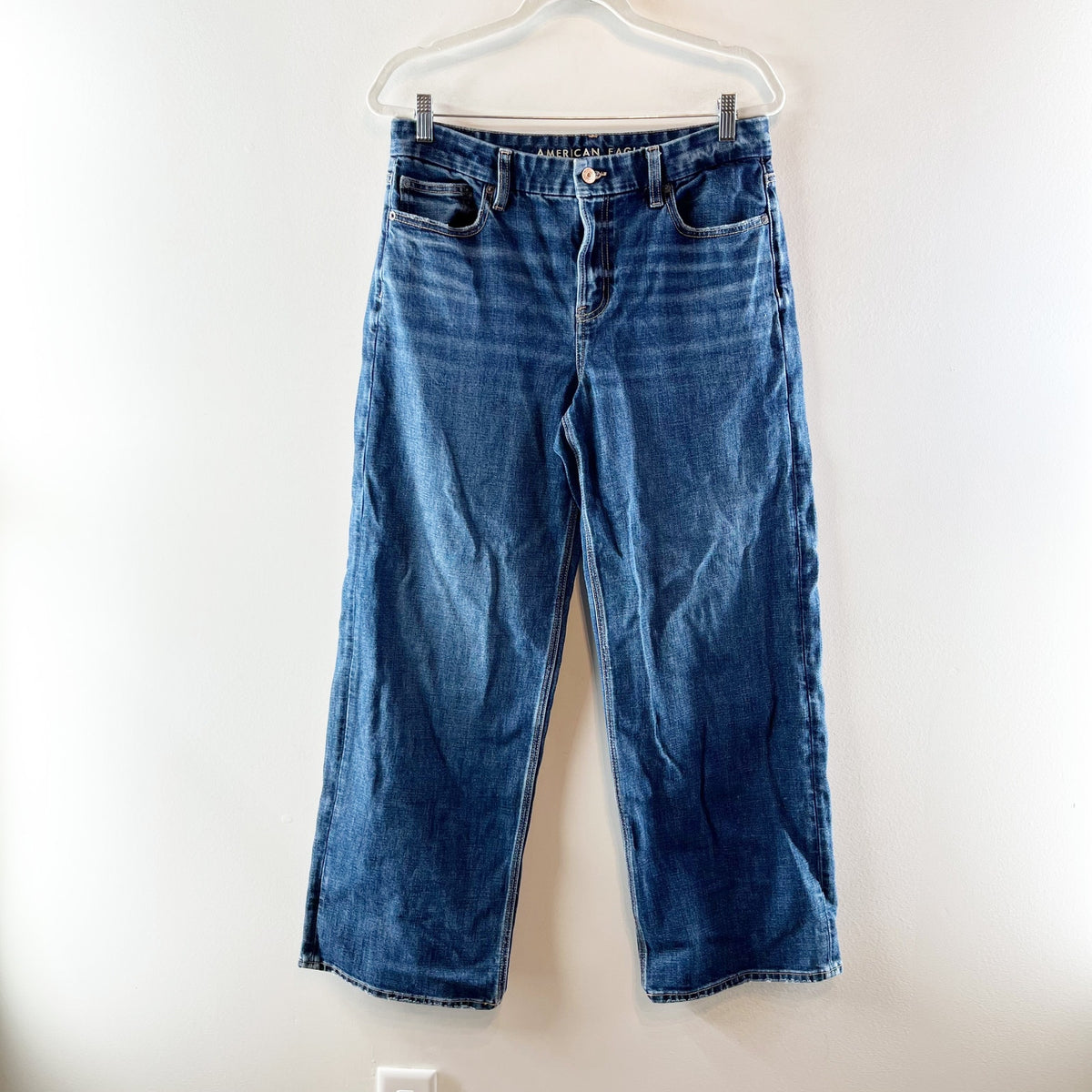 American Eagle Curvy Mid Rise Stovepipe Straight Leg Dark Wash Jeans Blue 10