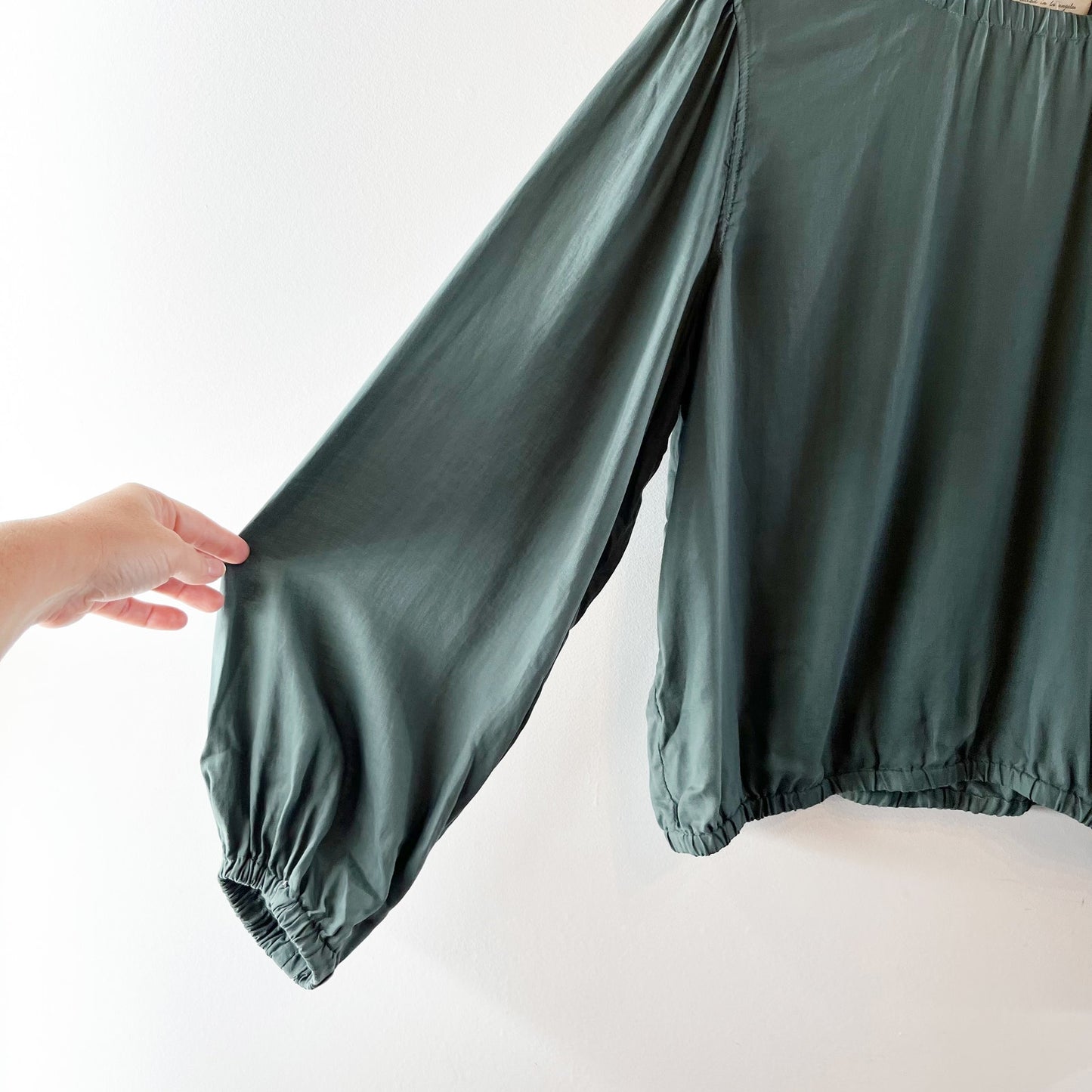 Cloth & Stone Tencel Lyocell Long Sleeve Blouse Top Pinebrook Green XL