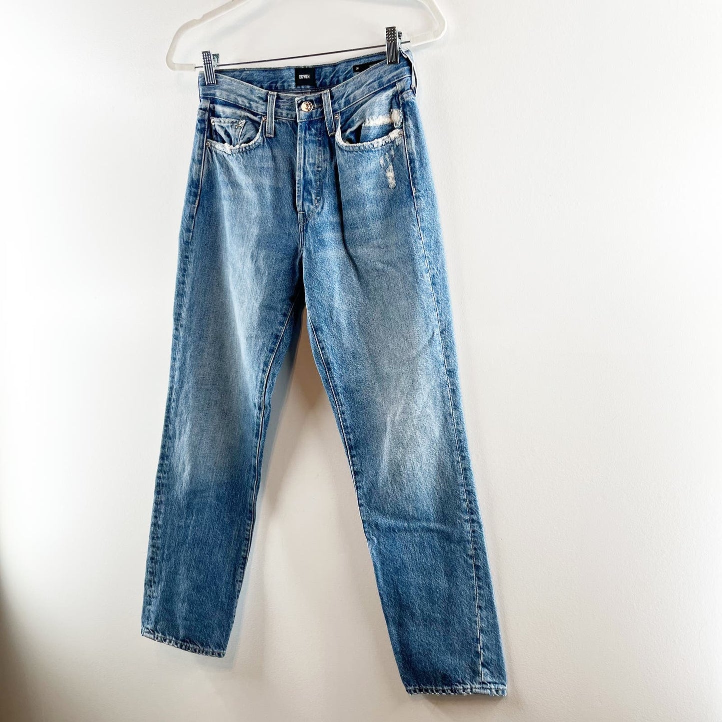 Edwin Cai Straight Leg High Rise Button Fly Jeans Blue 25 / 0