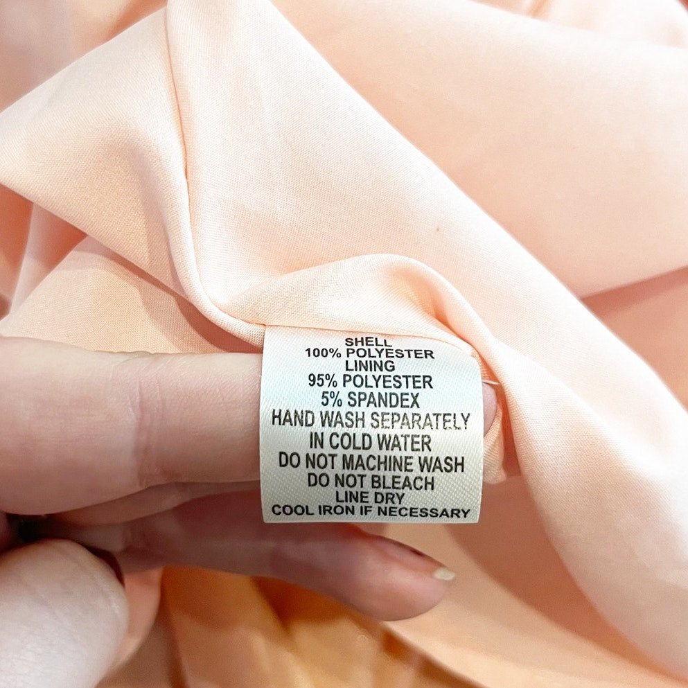 Cotton Candy LA Strapless Satin Twist Front Cutout Mini Dress Peach Pink Medium