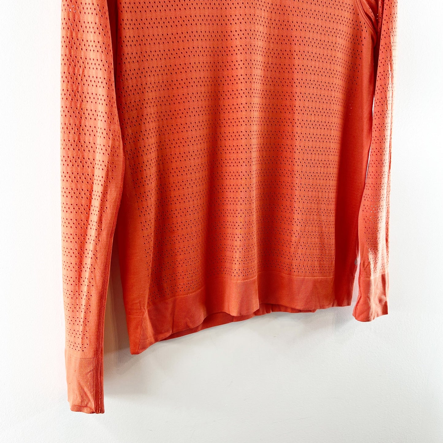 Lululemon Breeze By Long Sleeve Squad Run T-Shirt Seamless Relaxed Fit Orange 8