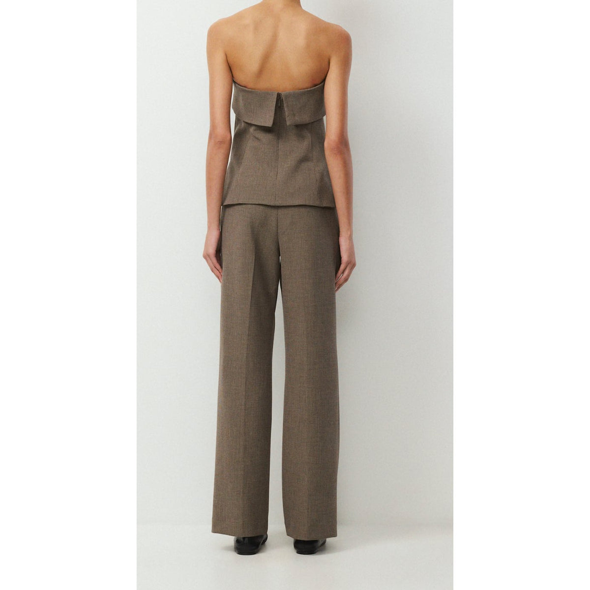 Babaton Aritzia Element Tube Top and Agency Trouser Pants Set Taupe Brown 4