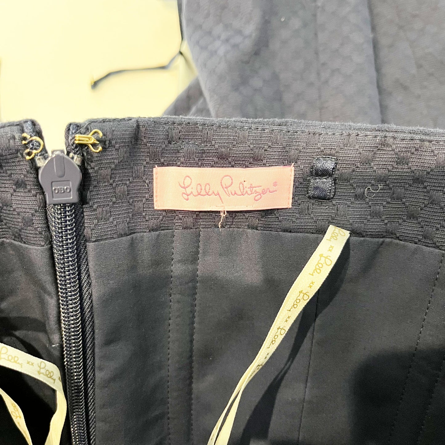 Lilly Pulitzer Demi Convertible Strapless Embroidered Mini Dress Navy Blue Gold