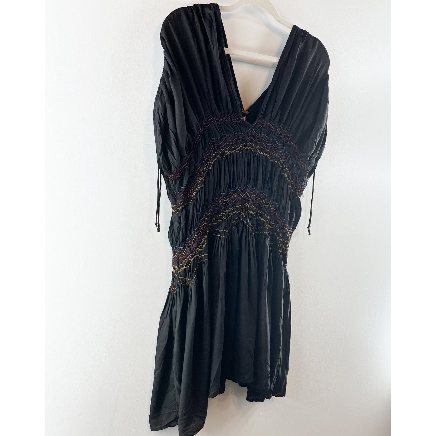 Free People Love On The Run Mini Short Sleeve Dress Black XS