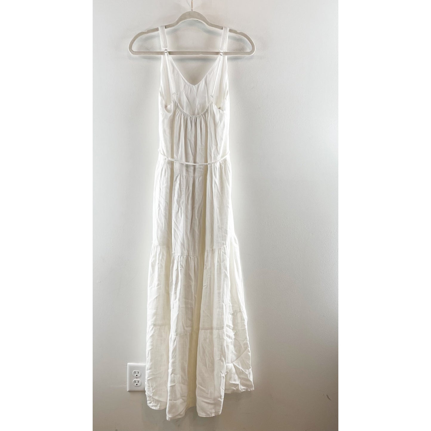 Splendid Wynona Sleeveless V-Neck Tie Waist Tiered Maxi Dress White Small