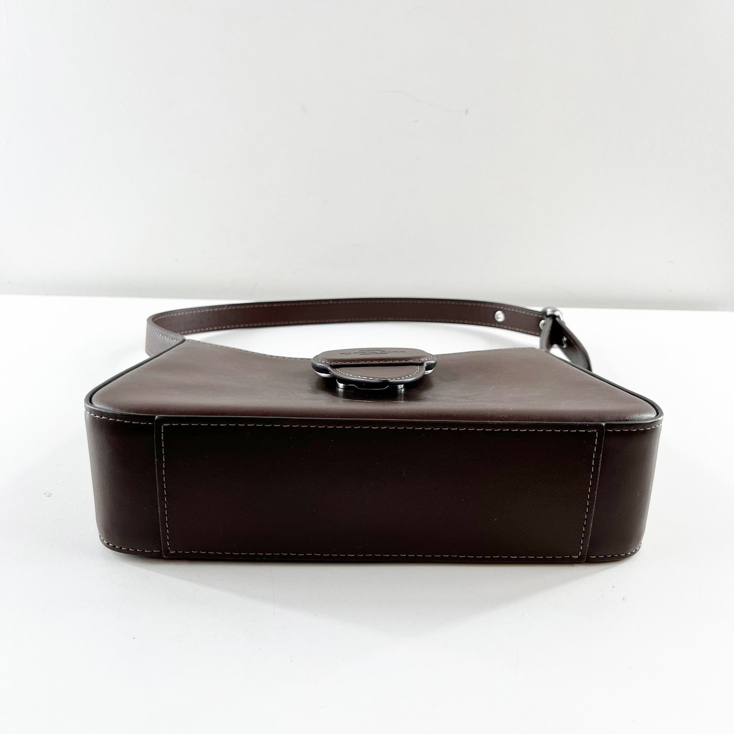 Coach Eliza Leather Zip Top Shoulder Bag Purse Maple Brown