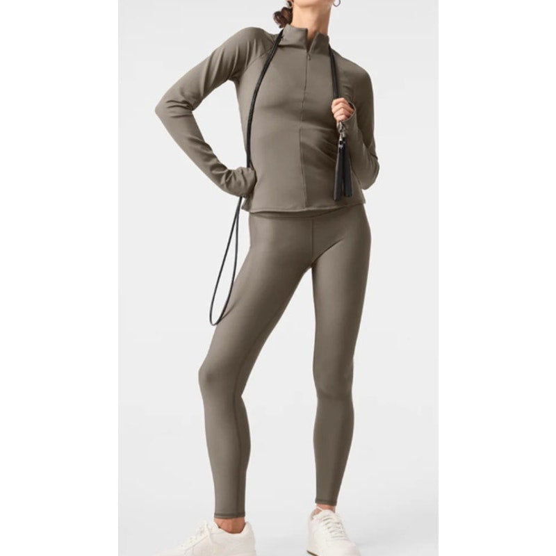 Alo Yoga Airlift Winter Warm Long Sleeve &  High Rise Leggings Olive Tree Large