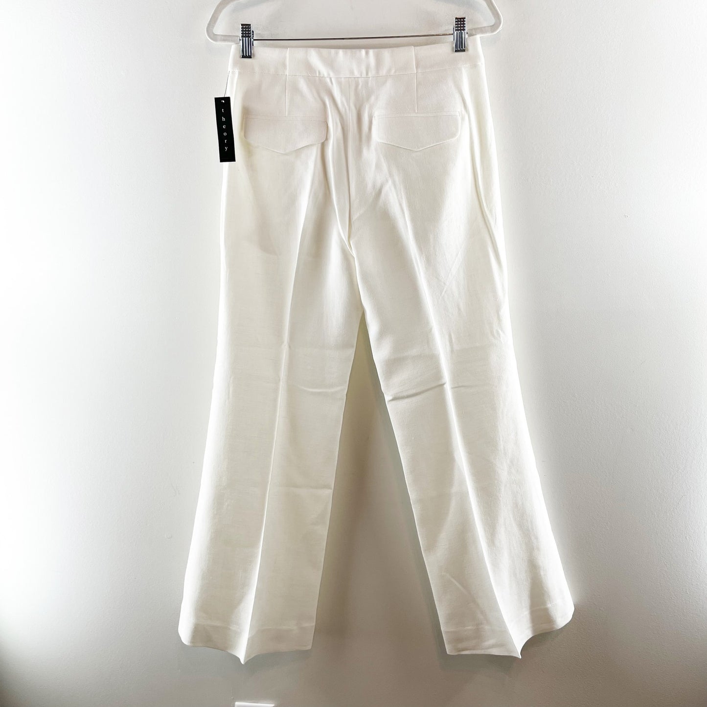 Theory Nayilla Sauve Stretch Linen Wide Leg Pants White 6