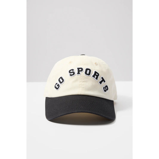 American Needle Go Sports Embroidered Baseball Hat Cream Black