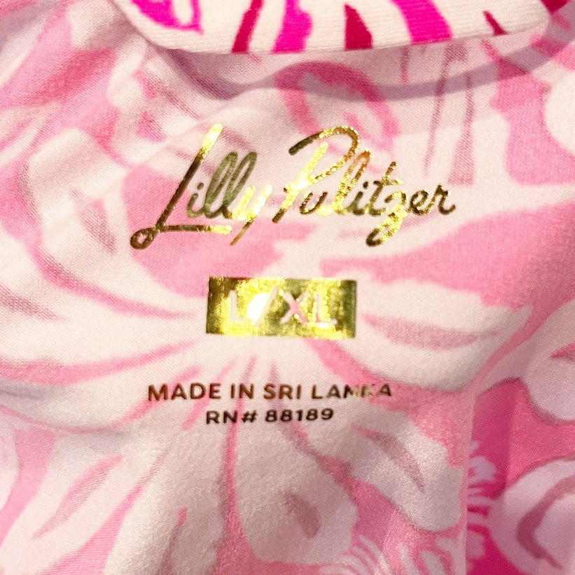 Lilly Pulitzer Dianne Knit Long Sleeve Belted Mini Robe Passion Fruit Pink L/XL