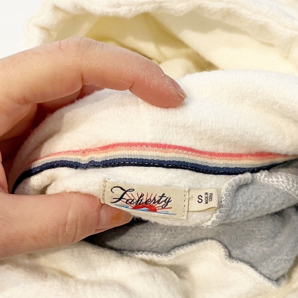 Faherty Ripple Stripe Long Sleeve Hoodie Sea Breeze Blue White Small