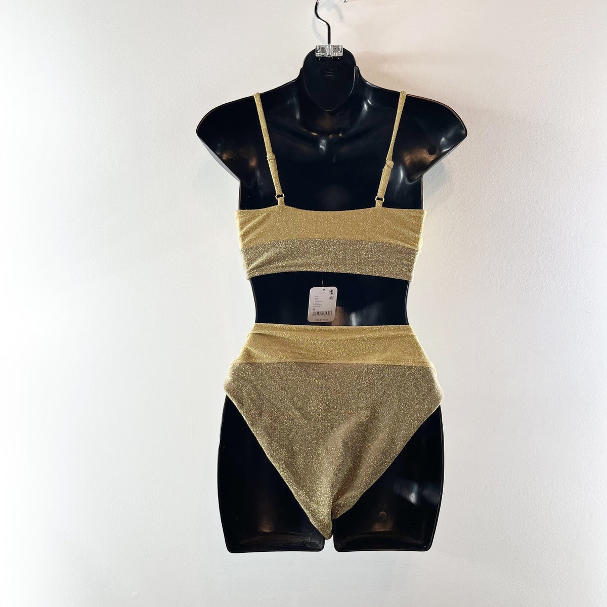 Beach Riot Noah Triangle Bikini Top Oren High Rise Bikini Bottom Set Gold M/ XL
