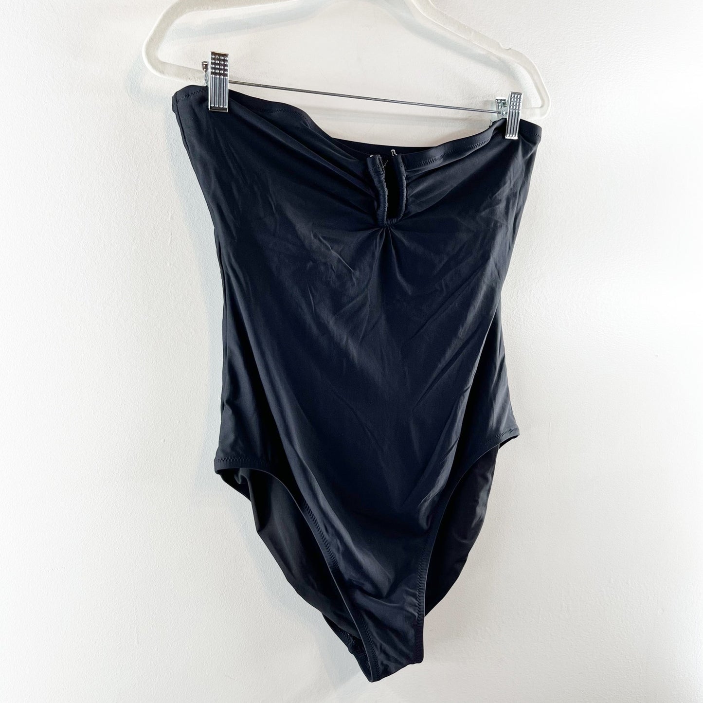 J. Crew Notched Wire Cutout Strapless One Piece Swimsuit Black 14