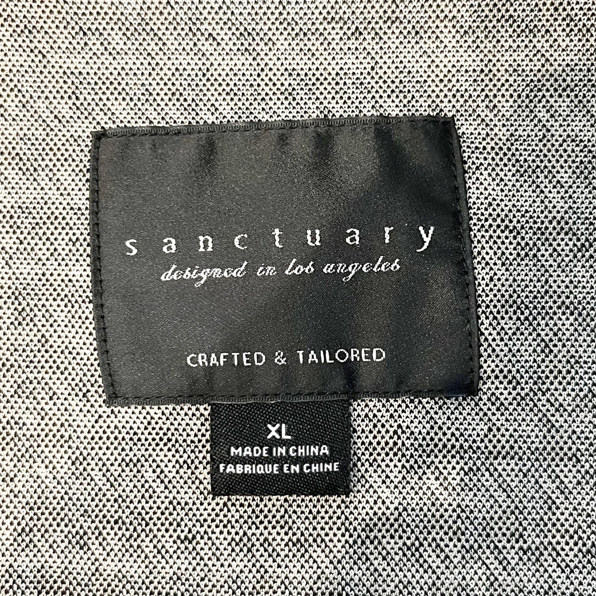 Sanctuary Longline Saddle Houndstooth Blazer Jacket Gray Black XL