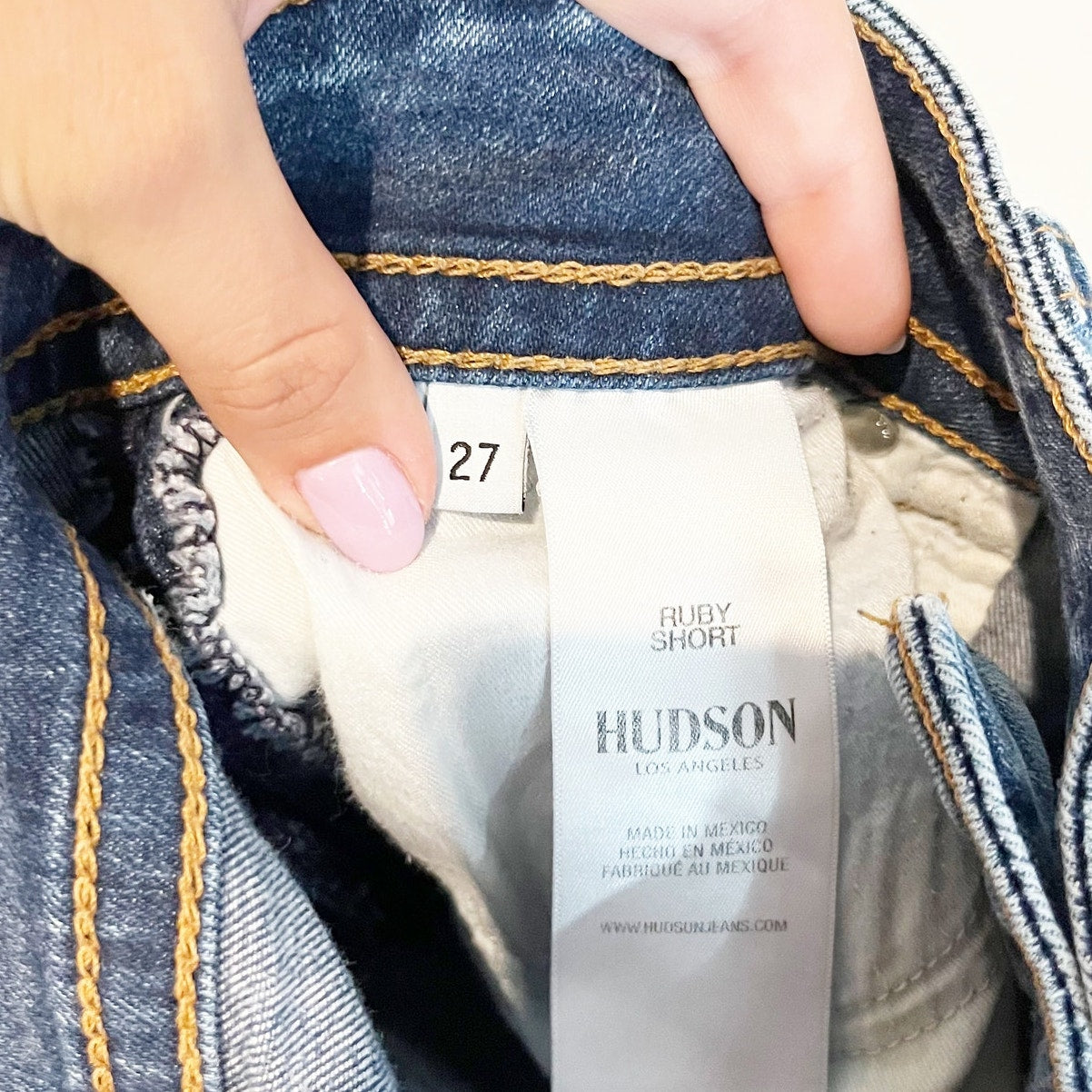 Hudson Jeans Ruby Rapture Whiskered Fading Denim Jean Shorts Blue 27