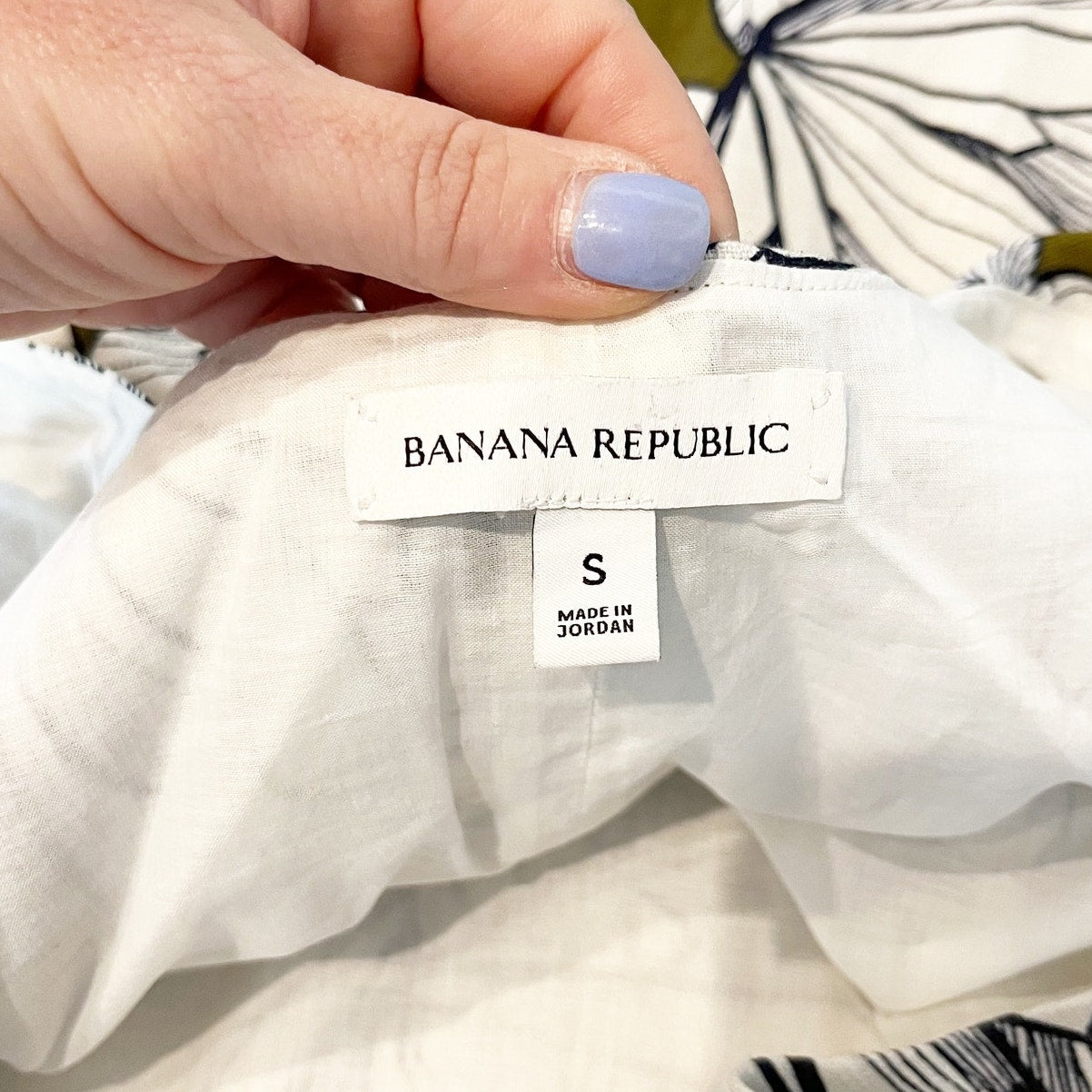 Banana Republic Linen Floral Print Scoop-Neck Mini Shift Dress White Small