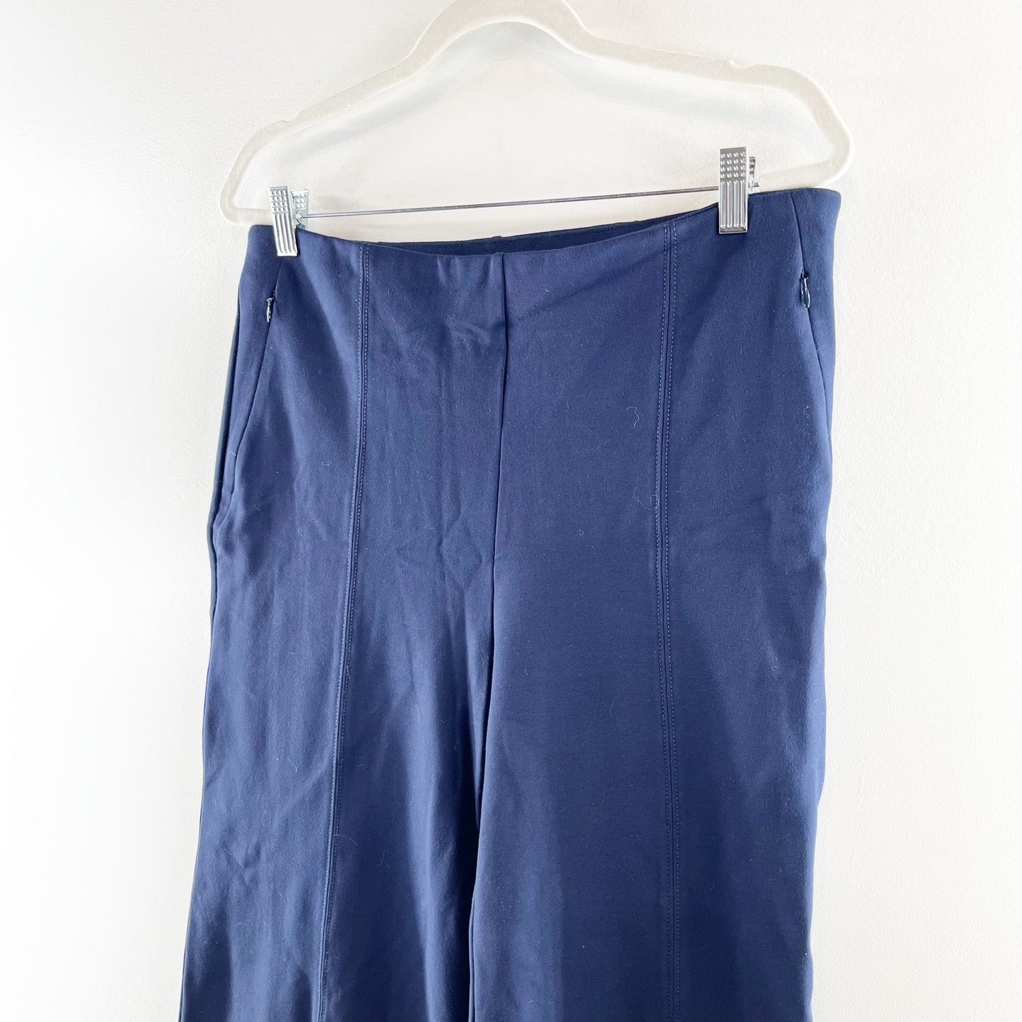 LOFT Ponte High Rise Wide Leg Trouser Pants Navy Blue Large