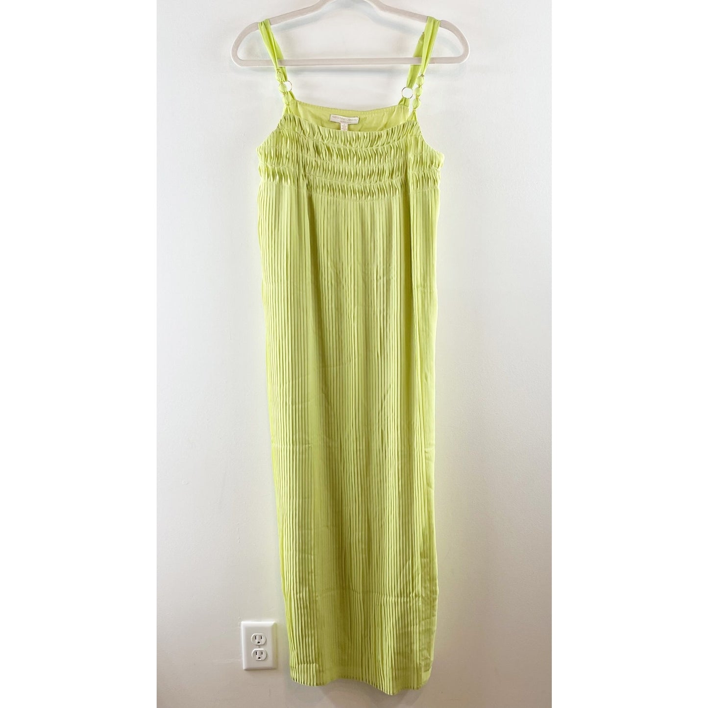 Adrienne Landau Plisse Midi Slip Dress in Green Glow 6