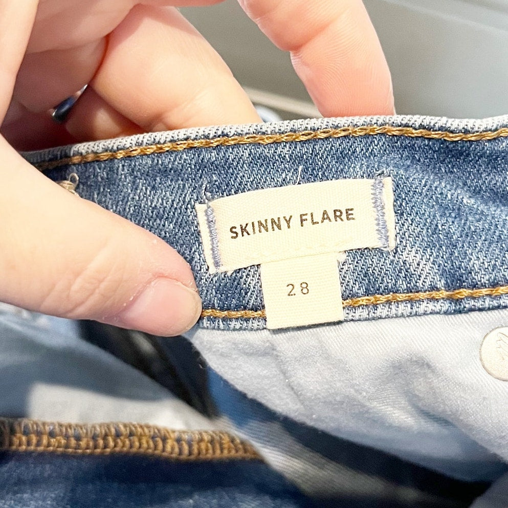 Madewell High Rise Skinny Flare Jeans Fairson Wash Blue Super Stretch 28