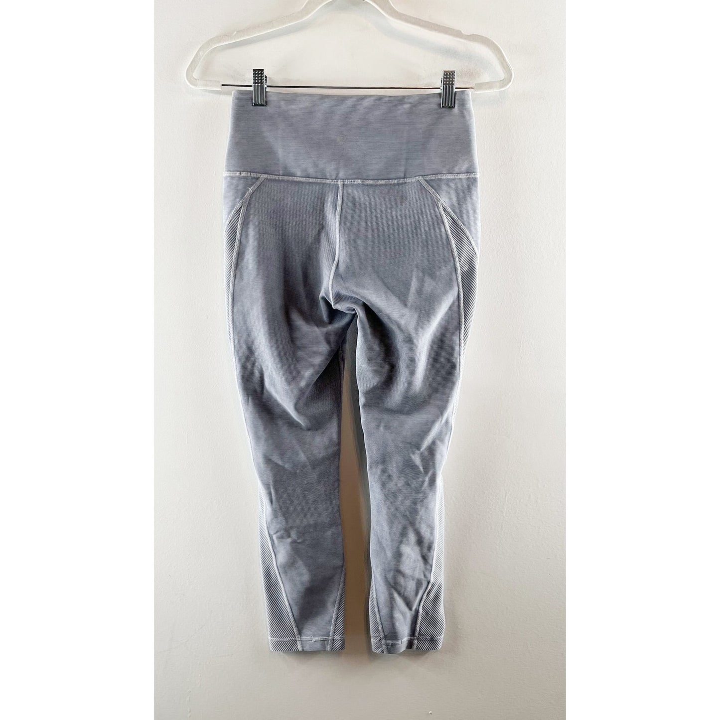 Lululemon Wunder Under Crop Leggings 23" Ribbed Snow Washed Luna Blue Gray 6