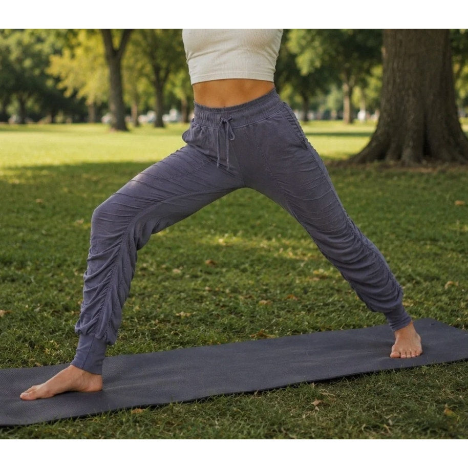 FP Movement Drawstring Waist Pull On Ruched Jogger Pants Purple Blue XS