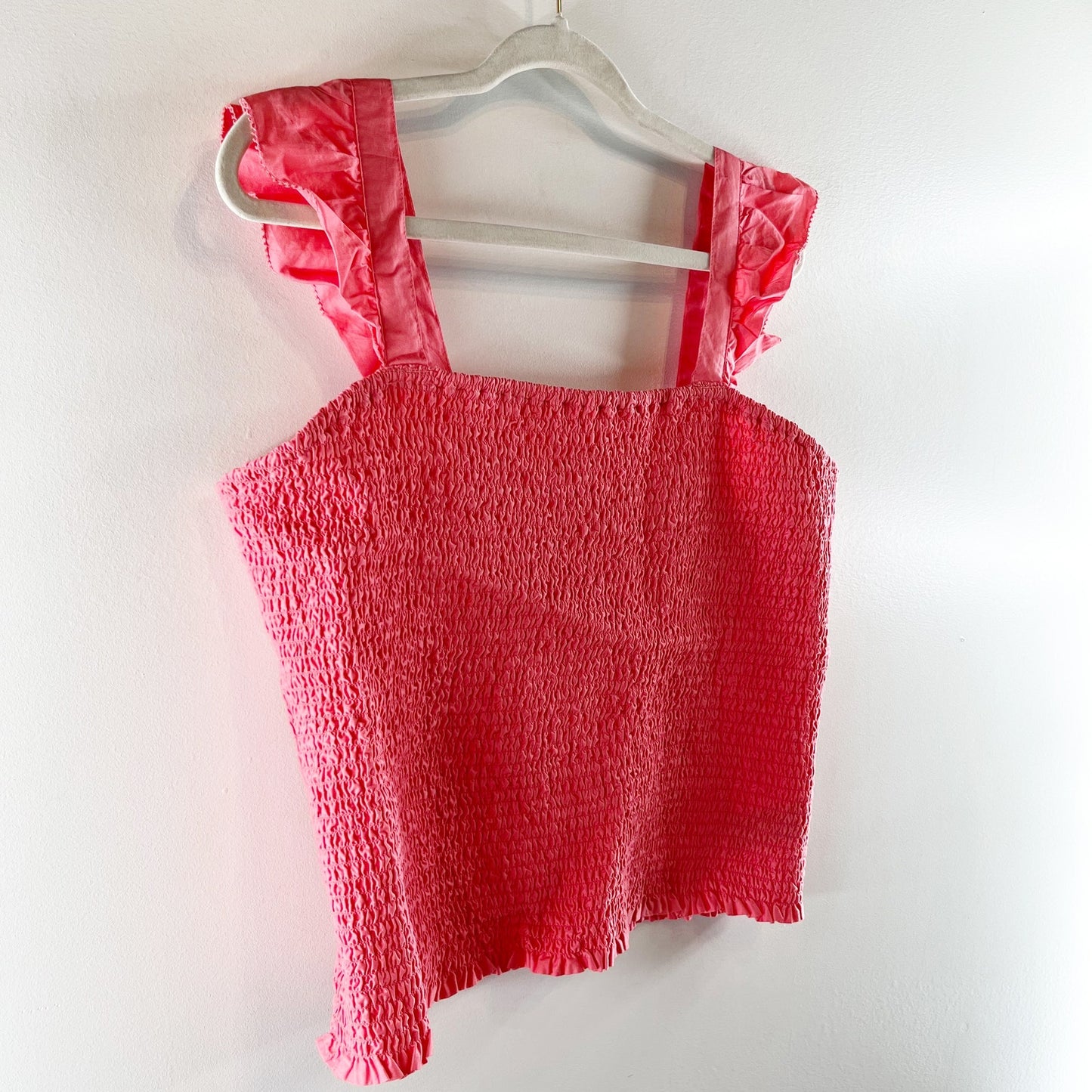 Old Navy Sleeveless Square Neck Full Smocked Fitted Tank Top Ginger Rose Pink XL