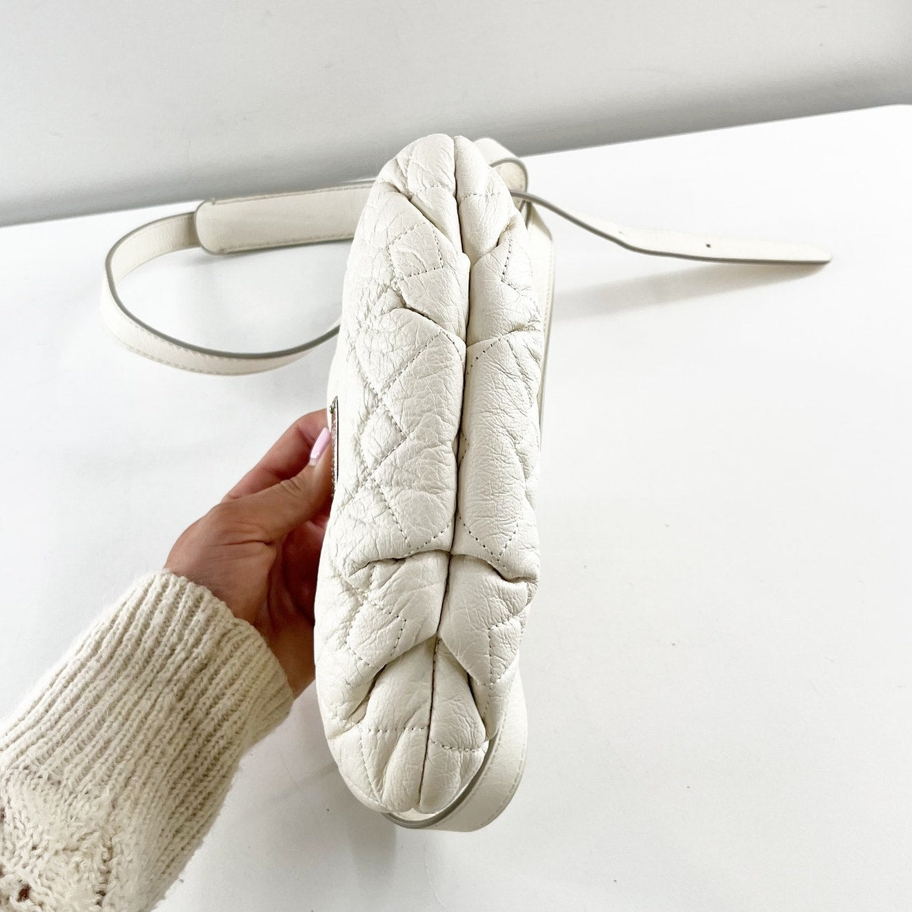 Marc by Marc Jacobs Quilted Leather Small Crossbody Shoulder Bag White