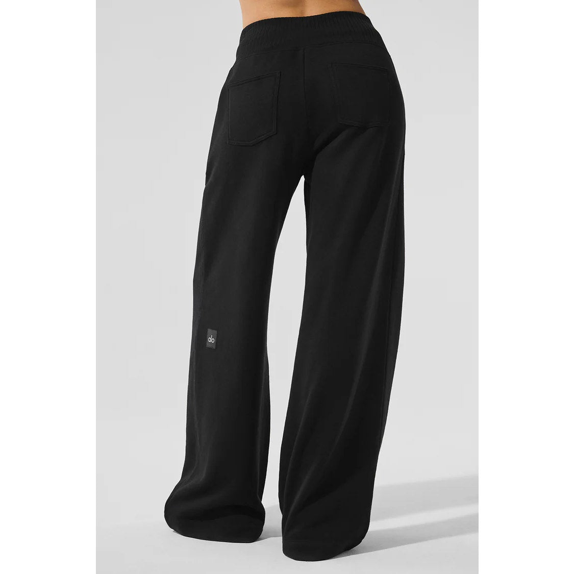 Alo Yoga Serenity Soft French Terry High Waisted Wide Leg Sweatpants Black XS