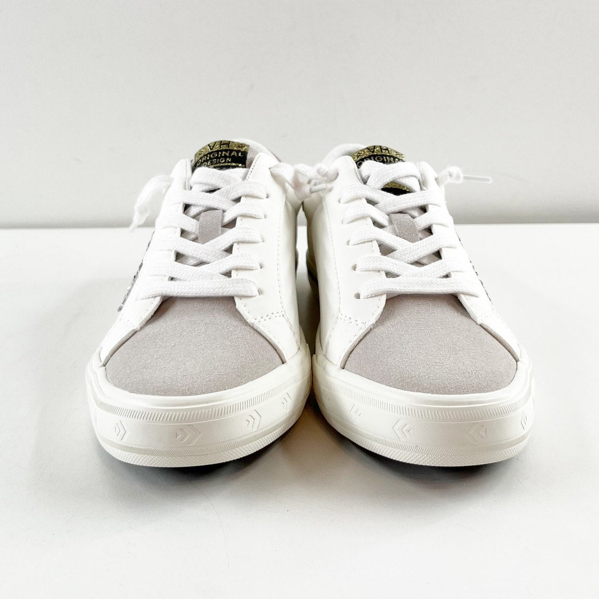 Vintage Havana Mighty Low Top Sneakers Silver Glitter Blue Striped Size 8