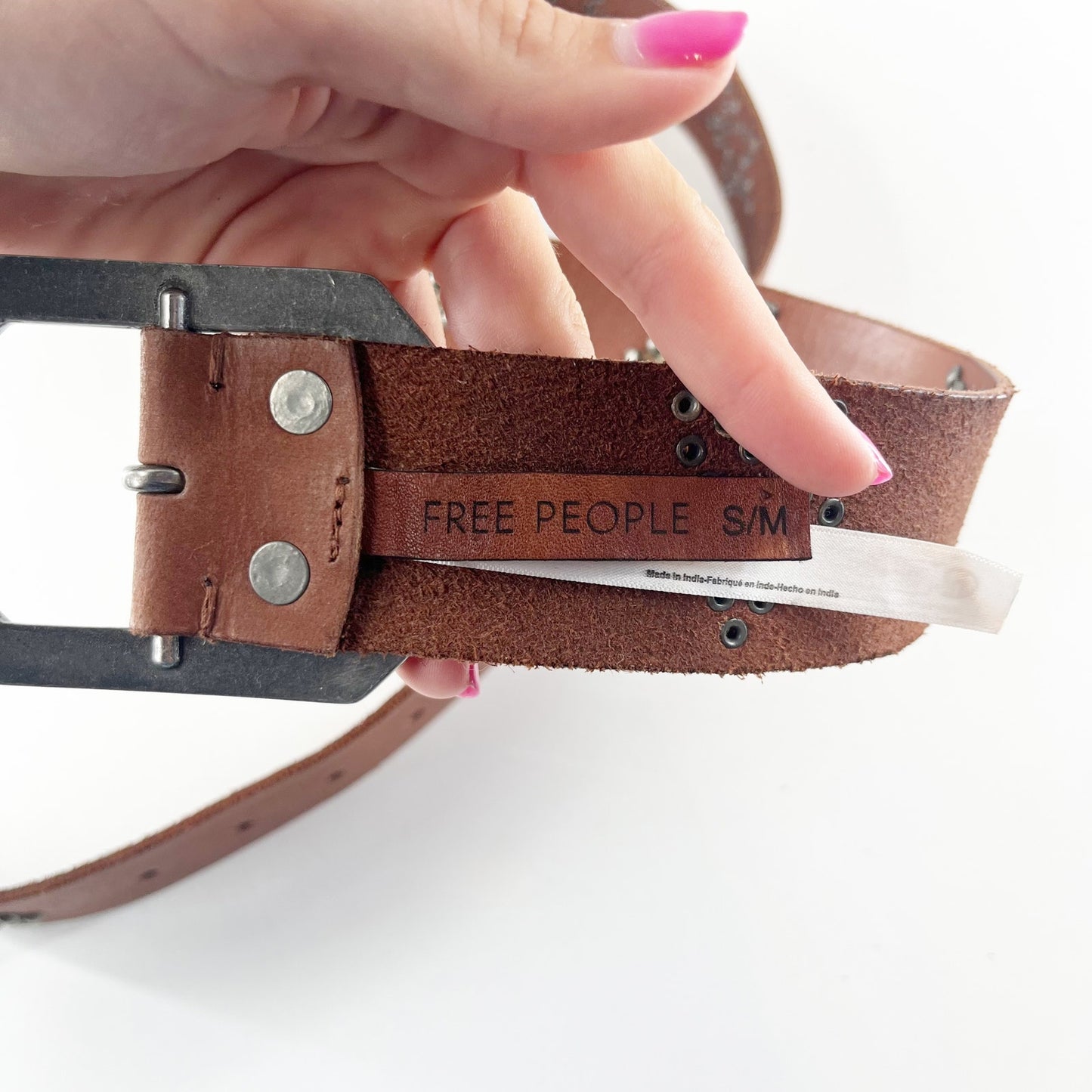 Free People Starcrossed Studded Leather Belt Brown Wildside Small / Medium