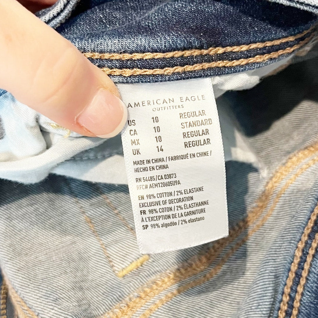 American Eagle Mid Rise Kick Boot Cut Jeans Blue 10