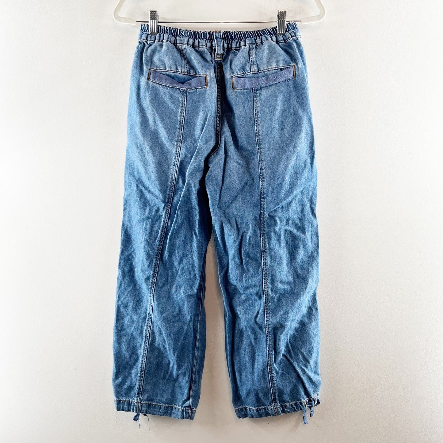Pilcro Mid Rise Wide Leg Balloon Leg Denim Jeans Blue 27