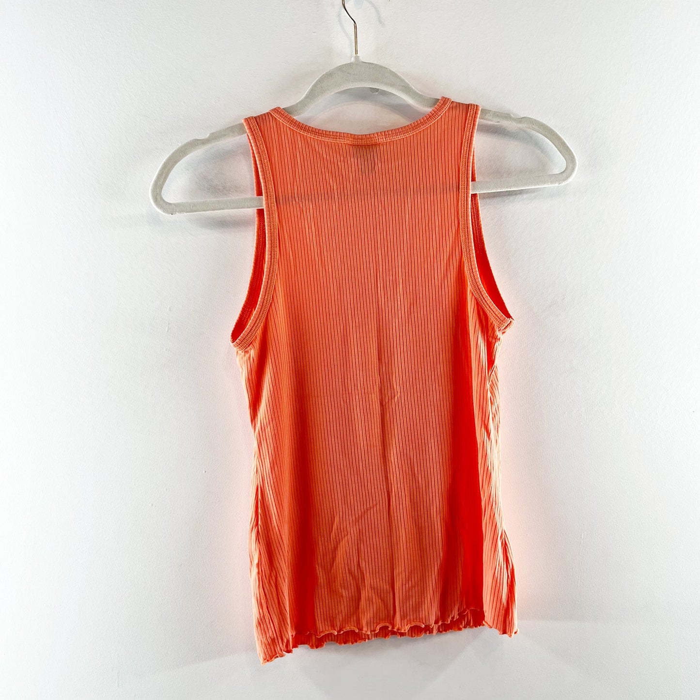 Patagonia Rib Knit Sleeveless Ruffle Hem Tank Top Orange XS
