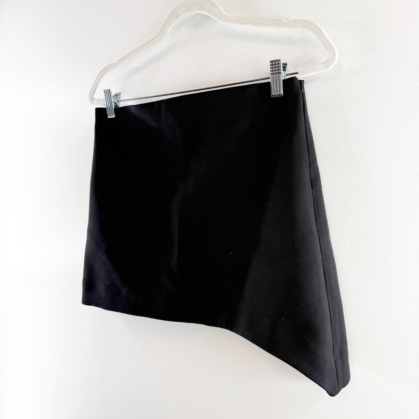 ZARA Asymmetrical Hem Mini Skirt Black Medium