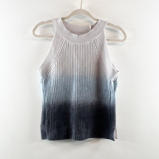 525 America Ribbed Sleeveless Ombre Sweater Tank Top Blue White XS