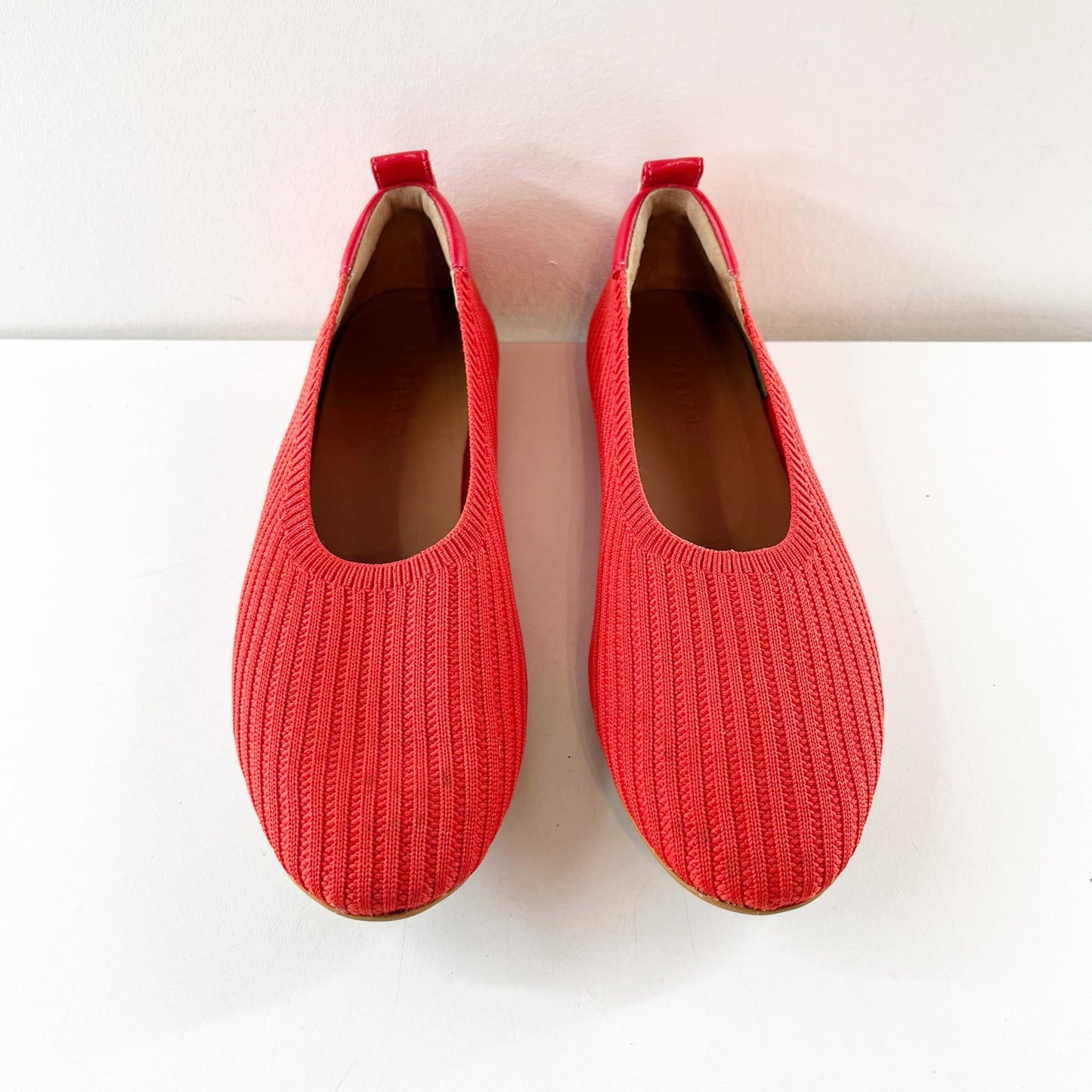 Everlane The Day Glove Knit Ribbed Ballet Flats Shoes Poppy Red 8