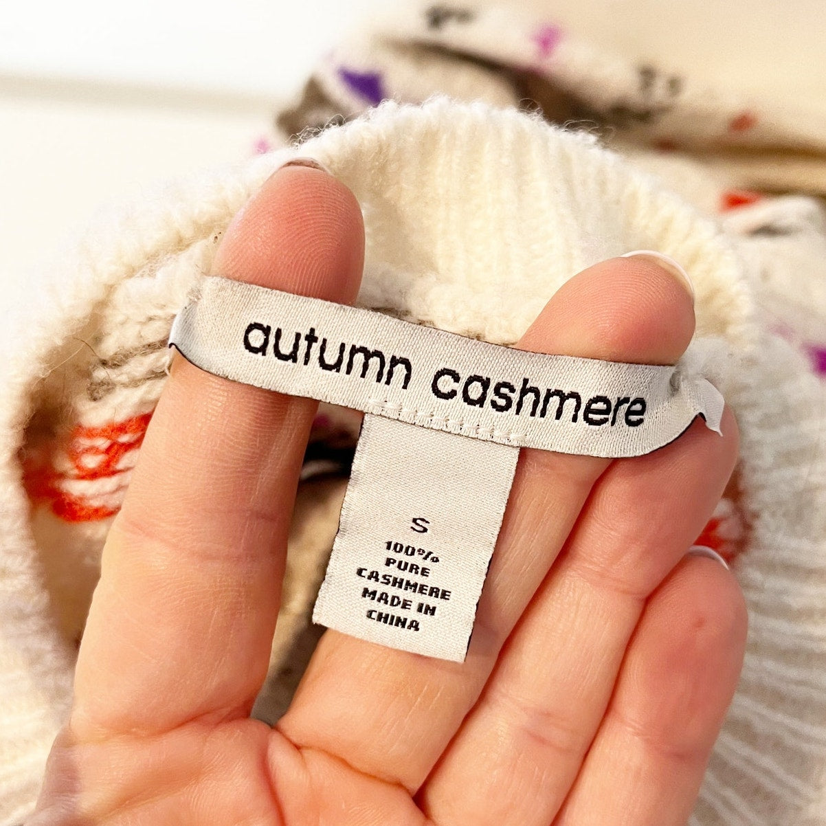 Autumn Cashmere Fair Isle Crew Neck Sweater White Small