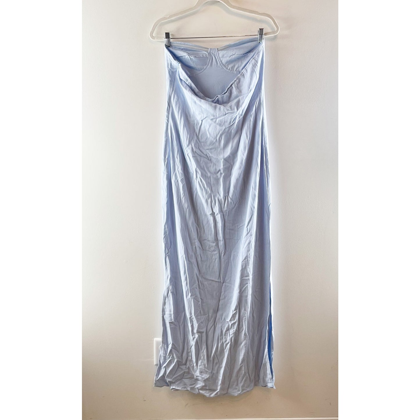 Peppermayo Strapless Esra Linen Maxi Slip Dress Blue 8