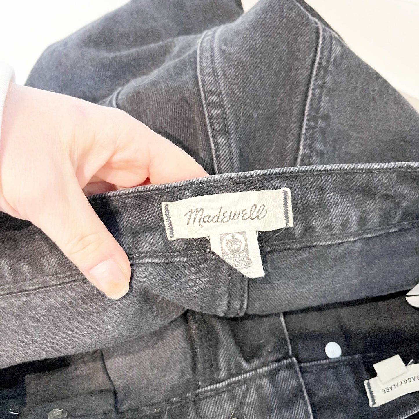 Madewell High Rise Baggy Flare Jeans in Lunar Wash Black 25