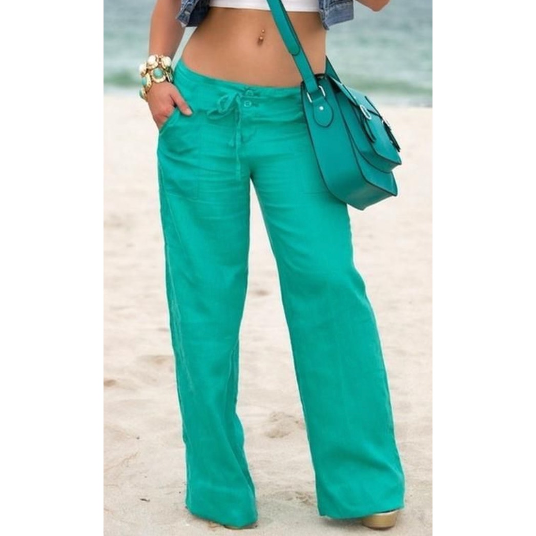 Banana Republic Low Rise Linen Beach Pants Palm Beach Turquoise Green