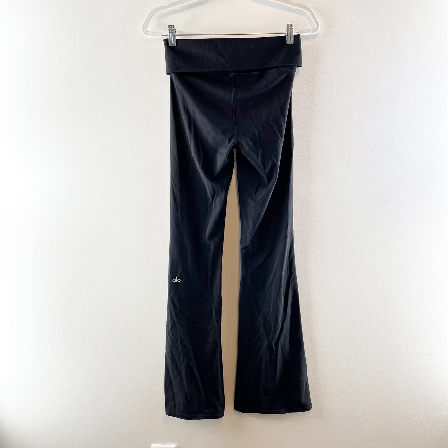 Alo Yoga Softsculpt Pull On Foldover High Waisted Flare Leggings Black Small
